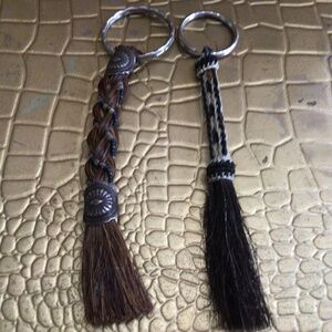 To natural horse hair keychains. Decorated southwestern.